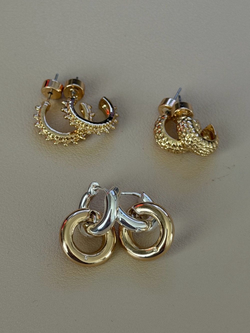Gold and Silver Mixed-Metal Hoop Earrings Set - Women Jewelry